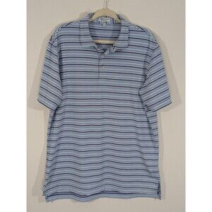 Peter Millar Summer Comfort Polo Shirt Golf Striped Blue Stretch Preppy Large